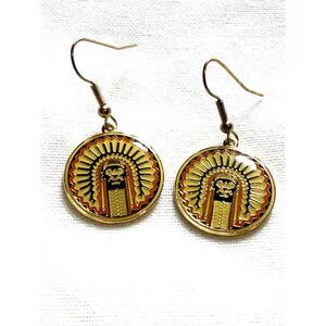 Vintage Illinois Fighting Illini Chief Illiniwek Earrings Pierced
